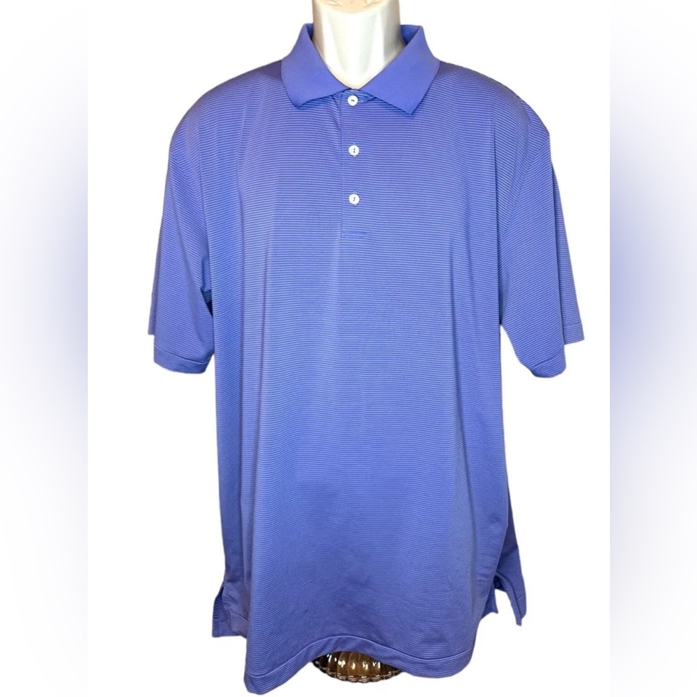 Peter Millar Polo Shirt Mens Xl Summer Comfort Purple Striped Stretch